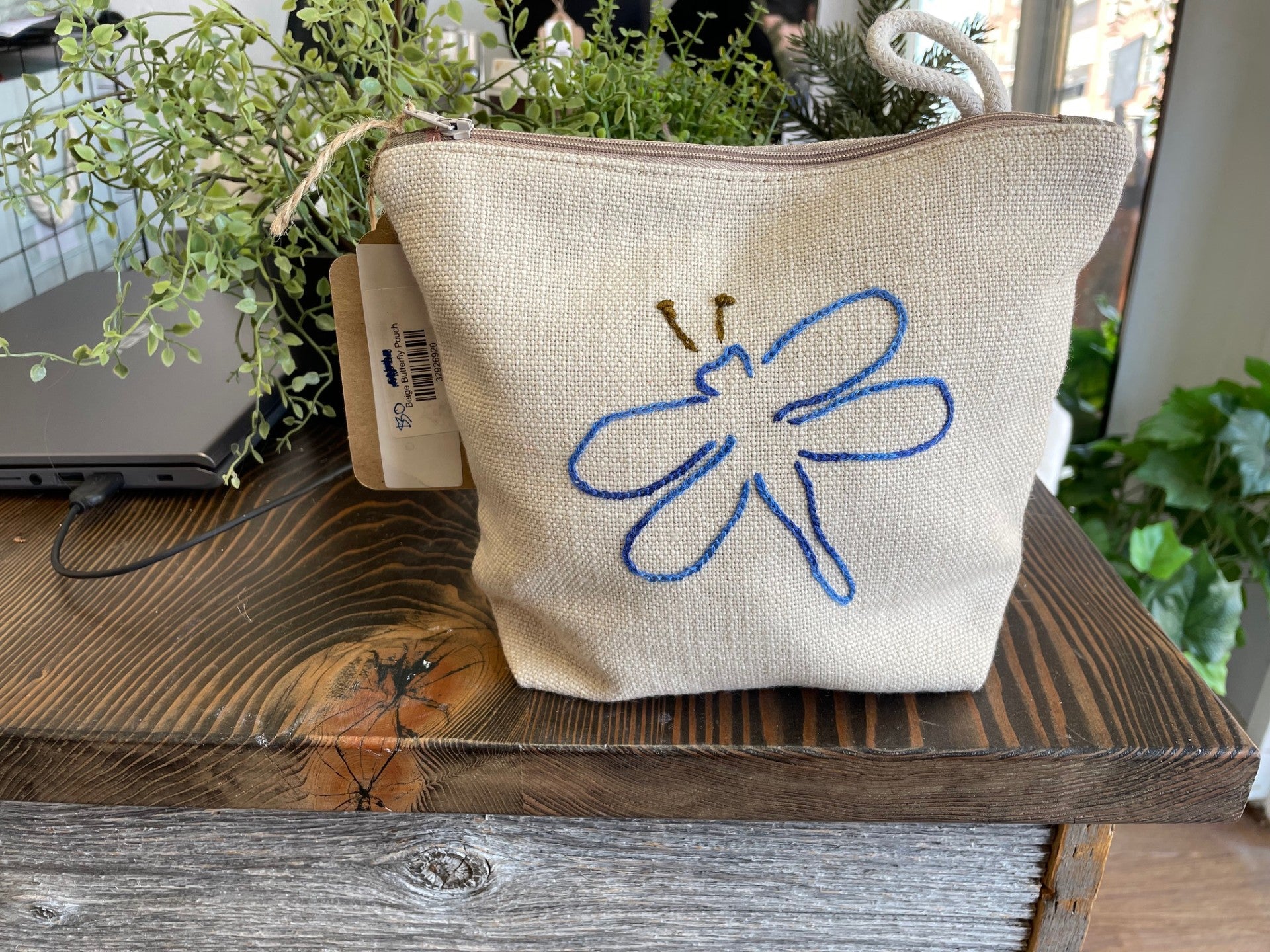 Embroidered Dragonfly Pouch