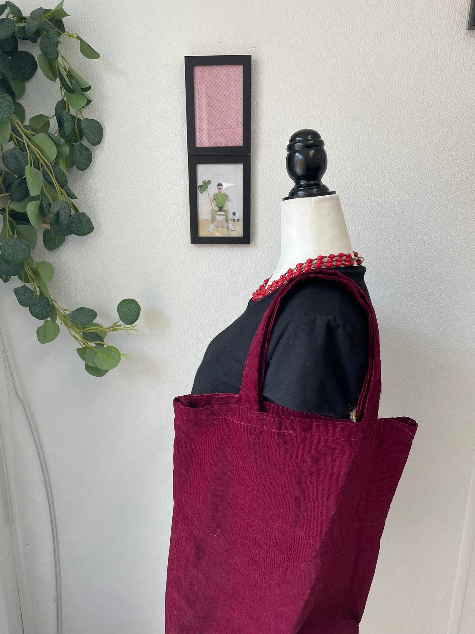 Burgundy Ribbed Tote