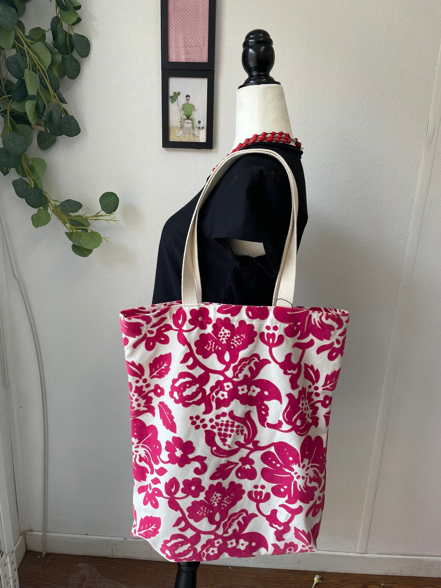 Hot Pink Floral Tote