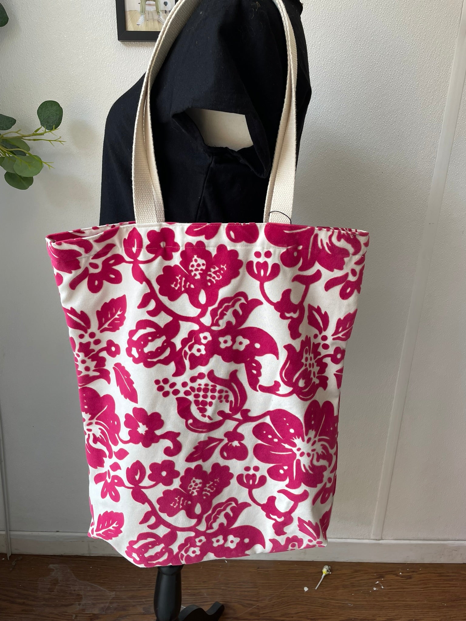 Hot Pink Floral Tote