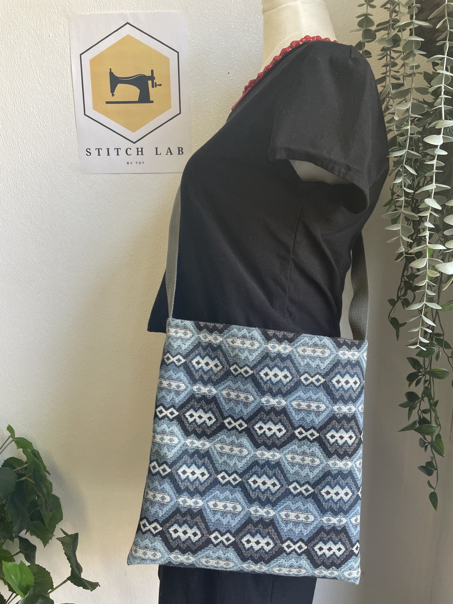 Geometric Tapestry Crossbody Bag